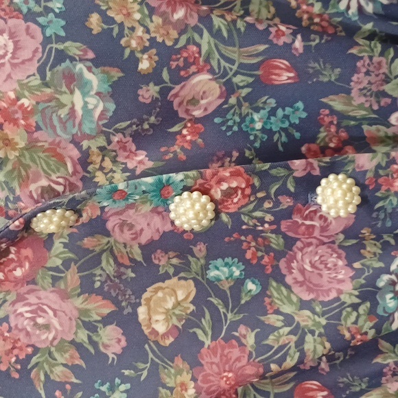 Sz 8P Whirlaway Frocks NWT Blue Flora Deadstock Cottagecore Prairie Dress w/belt - Picture 6 of 12